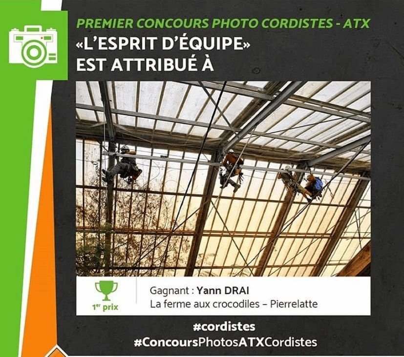 Alt'accro Services vainqueur du prix L'Esprit d'Equipe du 1er concours photo cordites ATX